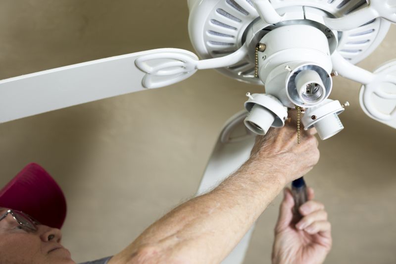 Technician Fixing Ceiling Fan